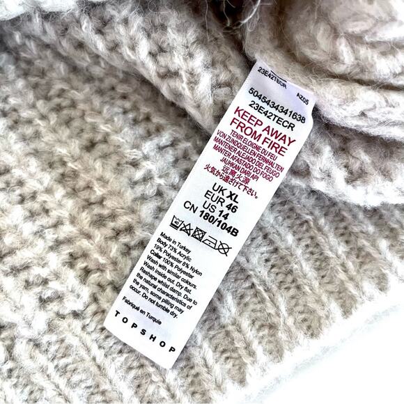 Topshop crochet exaggerated collar sweater in ecru size XL - Picture 9 of 10